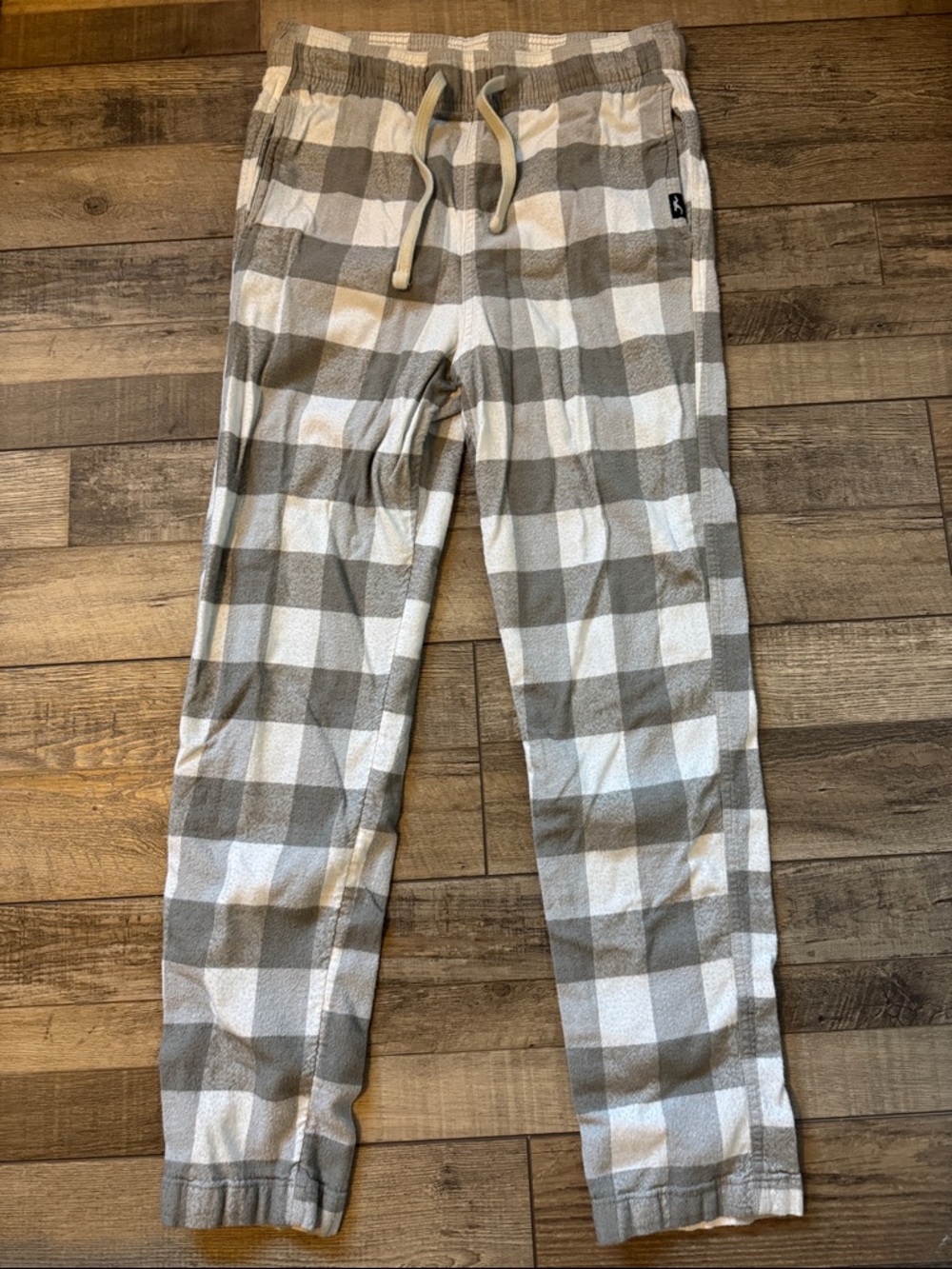 Hollister White and Gray Plaid Fleece Pajama Pants